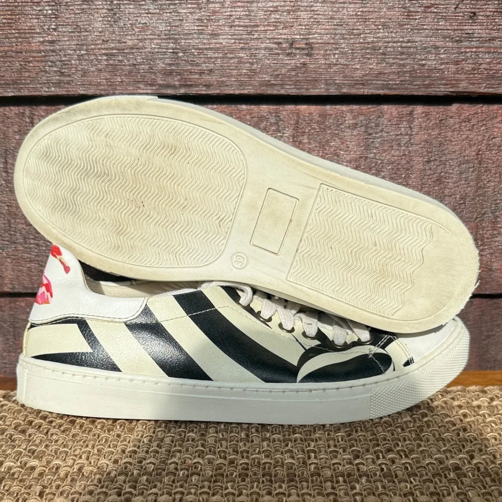 Women's Black and White Flamingo Neefs Sneakers size 39 8.5 made in Turkey